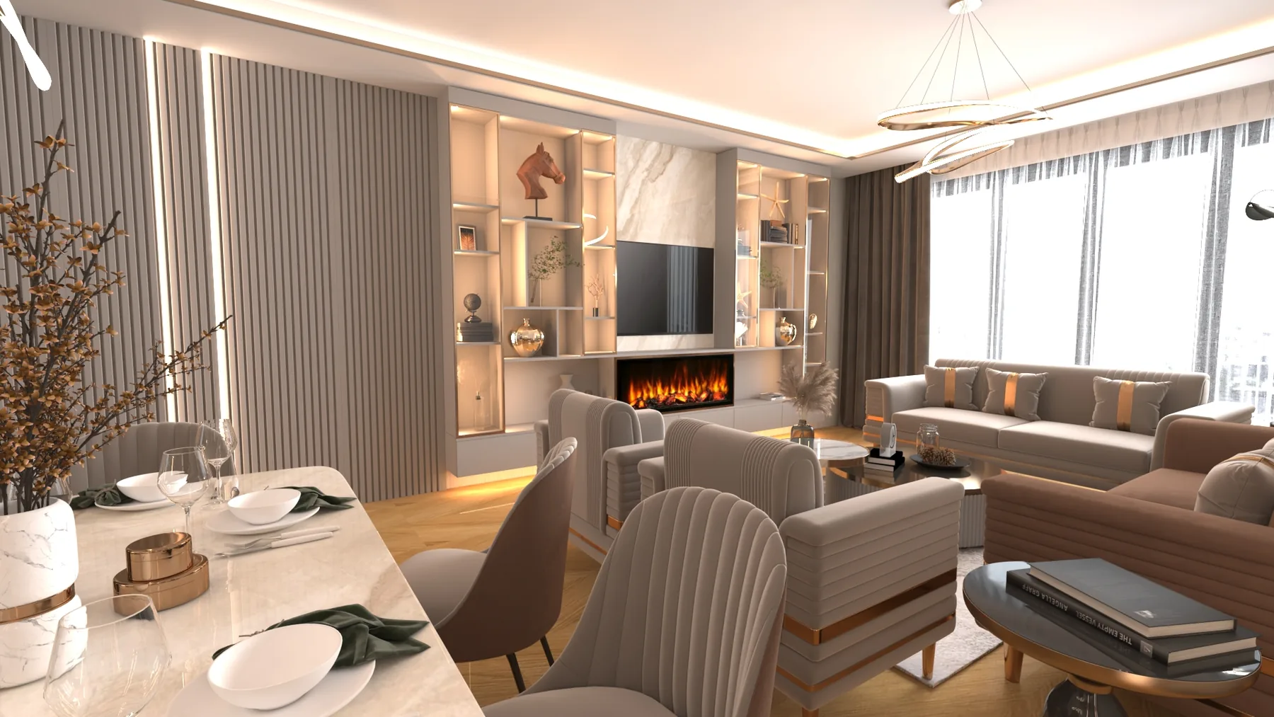Premium Deluxe — Salon ve yemek alanı tasarımı
